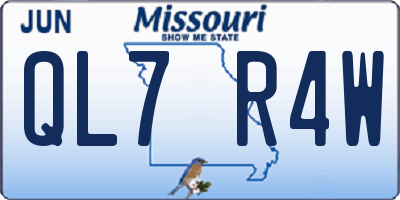 MO license plate QL7R4W