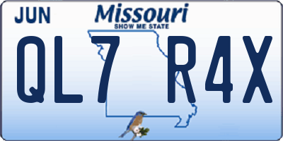 MO license plate QL7R4X