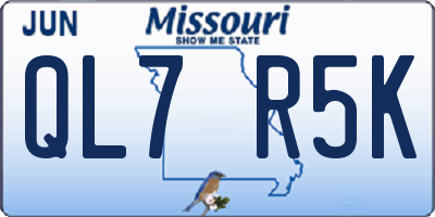 MO license plate QL7R5K