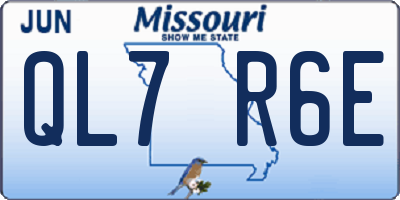 MO license plate QL7R6E