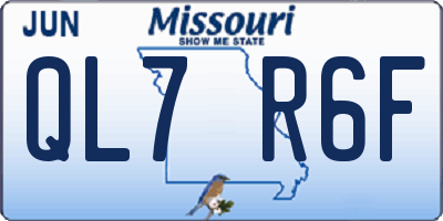 MO license plate QL7R6F