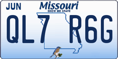 MO license plate QL7R6G