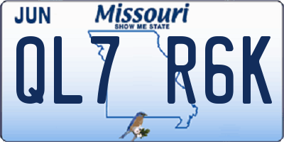 MO license plate QL7R6K