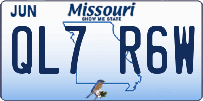 MO license plate QL7R6W