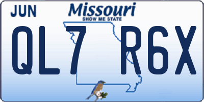 MO license plate QL7R6X