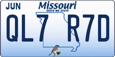MO license plate QL7R7D