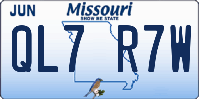 MO license plate QL7R7W