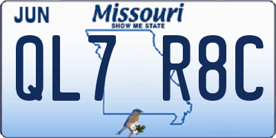 MO license plate QL7R8C