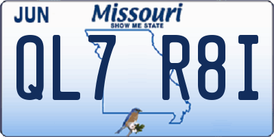 MO license plate QL7R8I