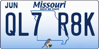 MO license plate QL7R8K