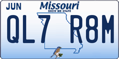 MO license plate QL7R8M