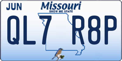 MO license plate QL7R8P