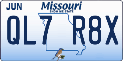 MO license plate QL7R8X