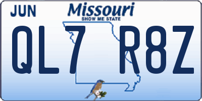 MO license plate QL7R8Z