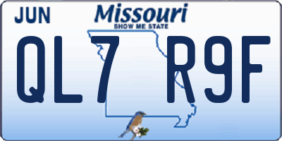 MO license plate QL7R9F