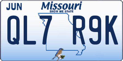 MO license plate QL7R9K