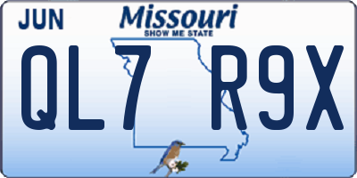 MO license plate QL7R9X