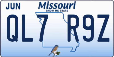 MO license plate QL7R9Z