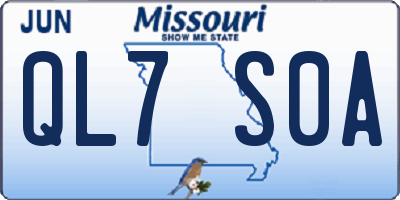 MO license plate QL7S0A