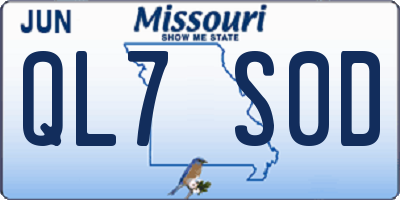 MO license plate QL7S0D