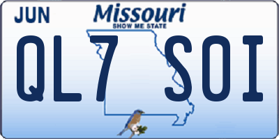 MO license plate QL7S0I