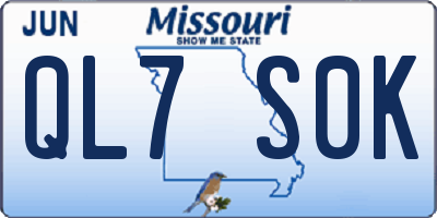 MO license plate QL7S0K