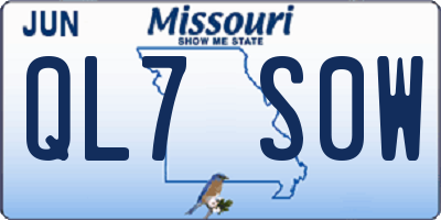 MO license plate QL7S0W