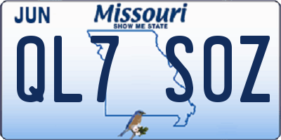 MO license plate QL7S0Z