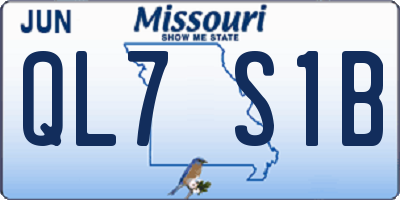 MO license plate QL7S1B