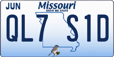 MO license plate QL7S1D
