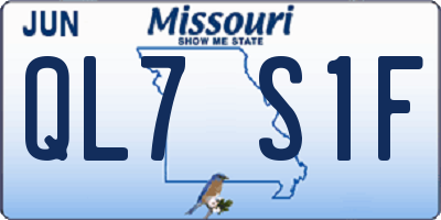 MO license plate QL7S1F