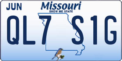 MO license plate QL7S1G