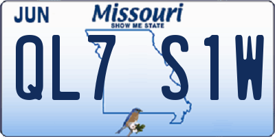 MO license plate QL7S1W