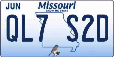 MO license plate QL7S2D