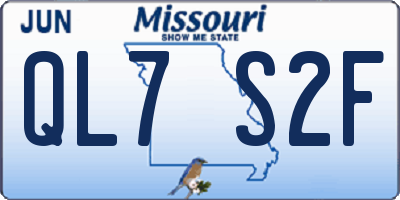 MO license plate QL7S2F