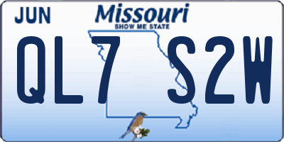 MO license plate QL7S2W