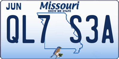 MO license plate QL7S3A