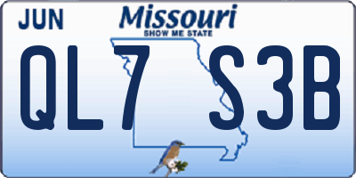 MO license plate QL7S3B
