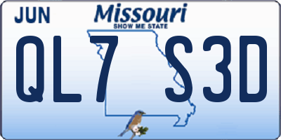 MO license plate QL7S3D