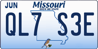 MO license plate QL7S3E
