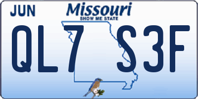 MO license plate QL7S3F