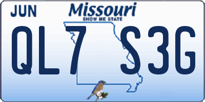 MO license plate QL7S3G