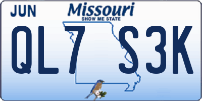MO license plate QL7S3K