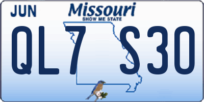 MO license plate QL7S3O