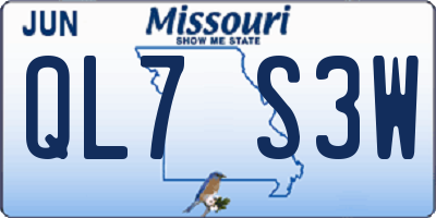 MO license plate QL7S3W