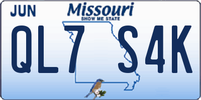 MO license plate QL7S4K
