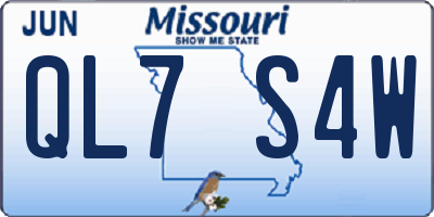 MO license plate QL7S4W