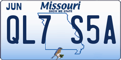 MO license plate QL7S5A