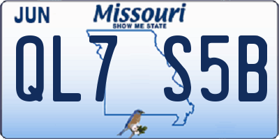 MO license plate QL7S5B