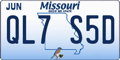 MO license plate QL7S5D